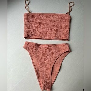 SAME Cindy Textured Tankini & High Rise Bottom in Blush